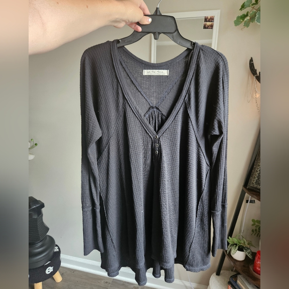 Free People We The Free Citrine Thermal Top Black